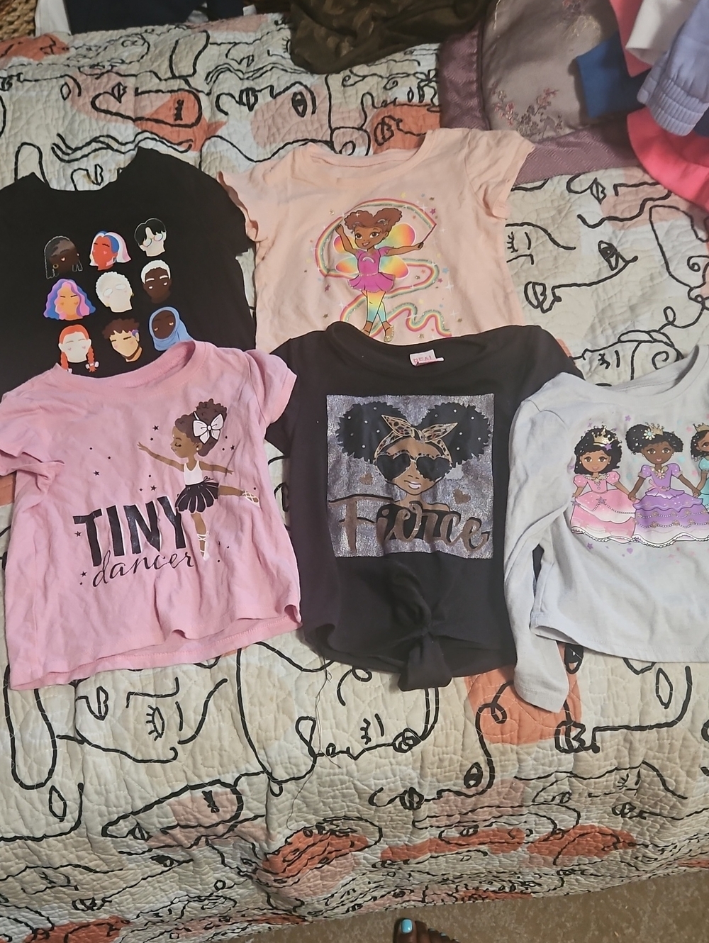 Girls Graphic Tee Bundle - Multicolor Diverse Characters